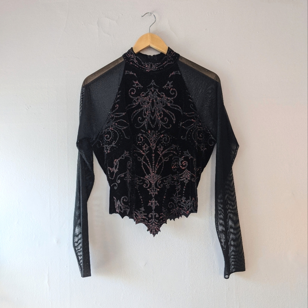 Vintage Cartise Velvet+Mesh Top
